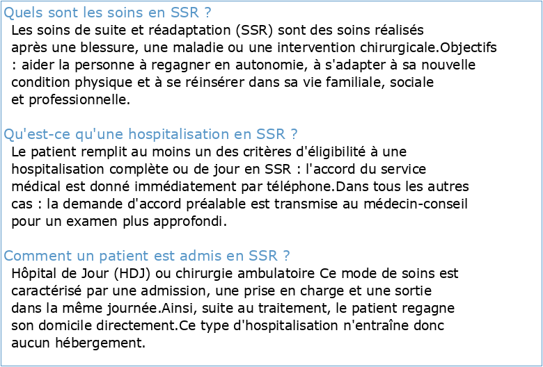 Livret d'accueil de la personne hospitalisée Hôpital de jour SSR