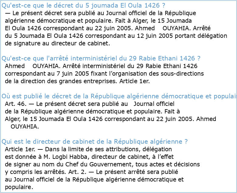 Décret présidentiel n° 05-118 du 2 Rabie El Aouel 1426