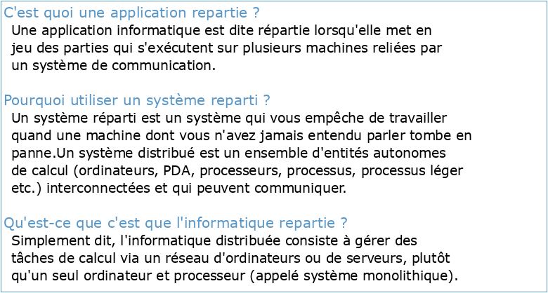 COURS SYSTEMES ET APPLICATIONS REPARTIS