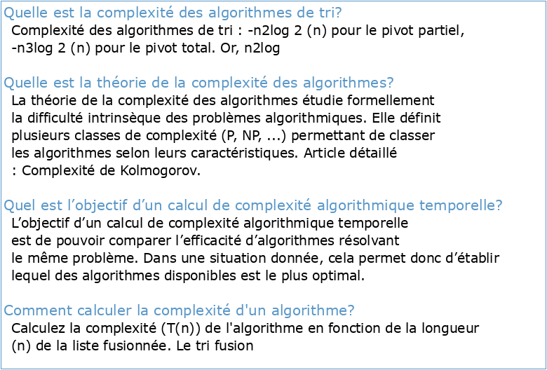 TD Complexité des algorithmes