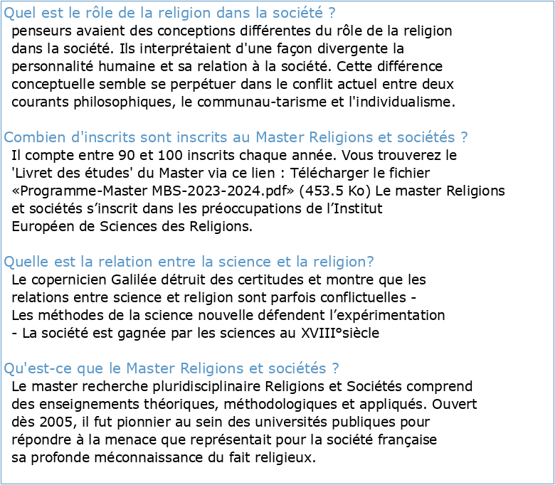 Sciences des Religions et Sociétés