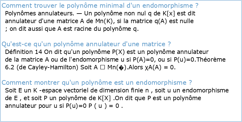 Le polynˆome minimal d'une matrice
