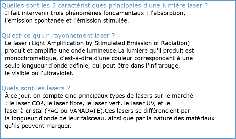 3 Définitions relatives à l'émission laser