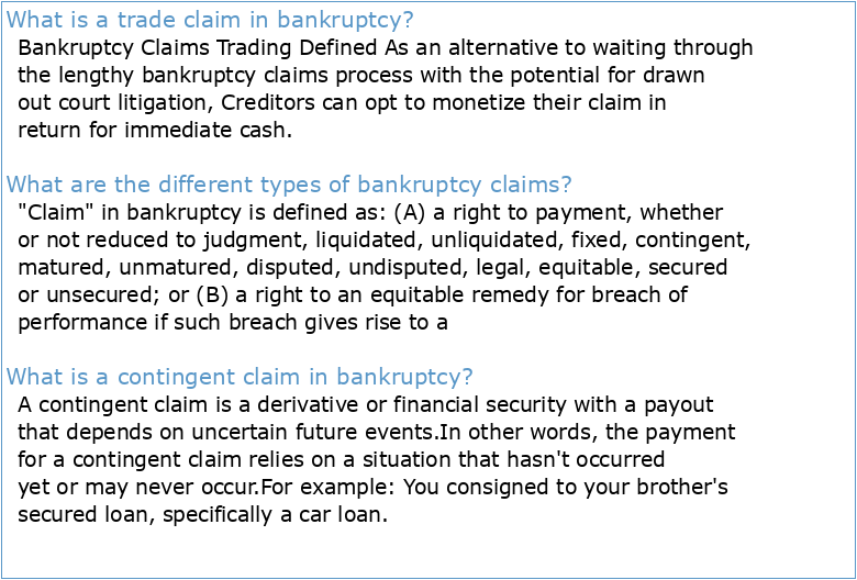 Bankruptcy Claims Trading: Basic Concepts