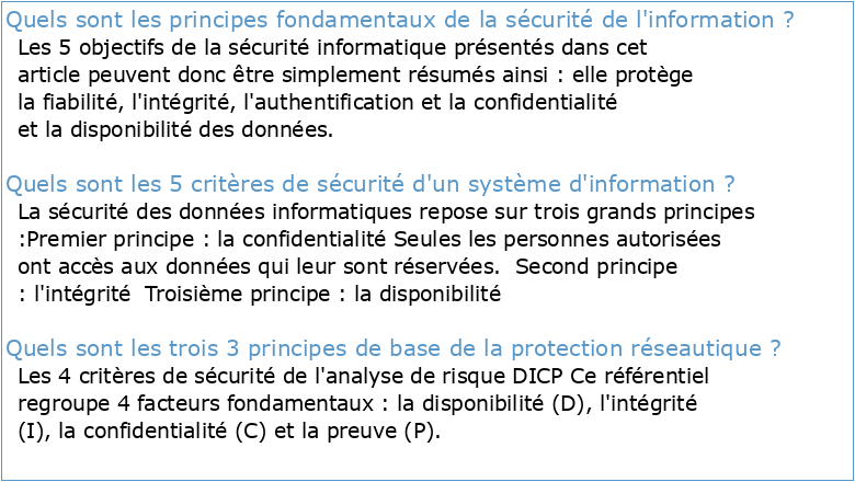 Sécurité des Systèmes d'Information CM1: Principes Fondamentaux