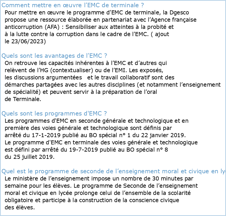 EMC 2nde Nouveau Programme