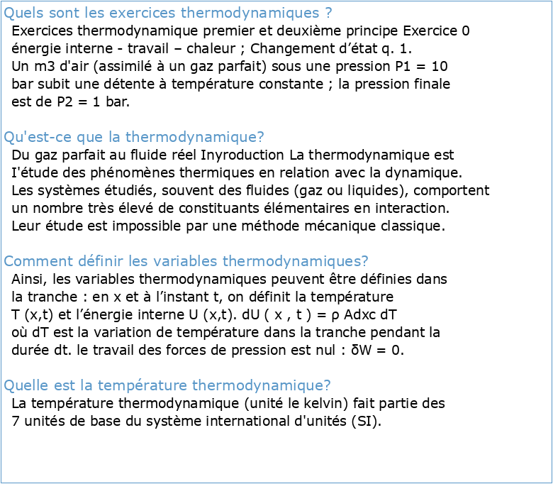 Examen de Thermodynamique