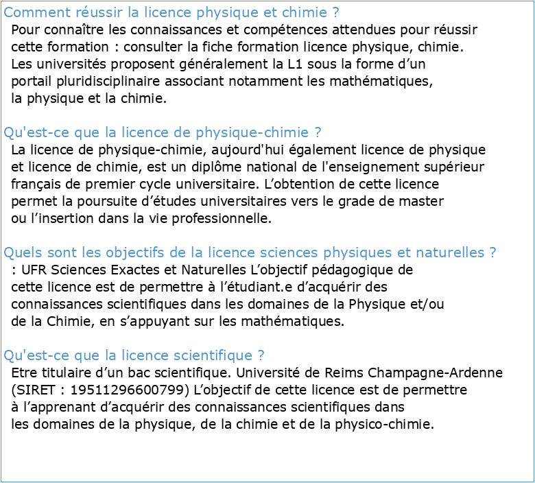 Licence PHYSIQUE-CHIMIE – PC