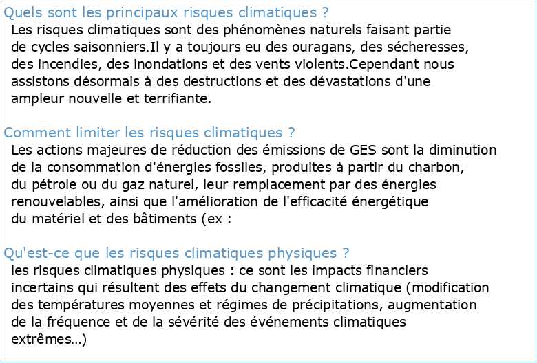 Intégrer l'information sur les risques climatiques dans les PNA :