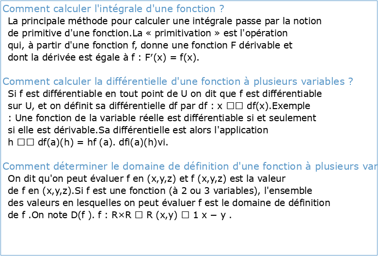 Intégrales de fonctions de plusieurs variables