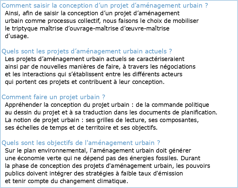 Stratégie et définition d'un projet d'aménagement urbain