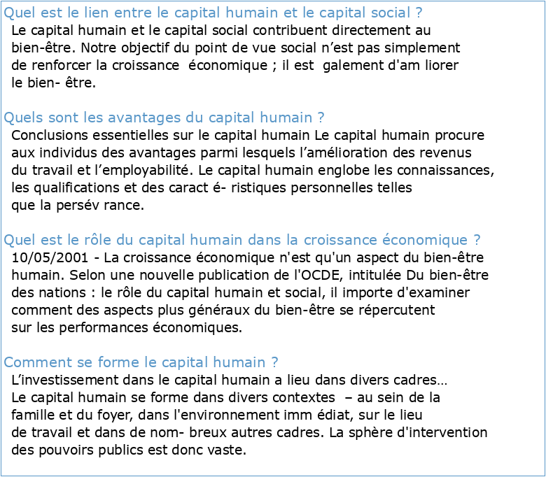 Le rôle du capital humain et social