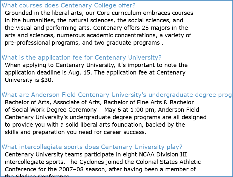 centenary college catalog undergraduate studies