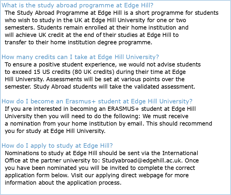 Study Abroad Catalogue 2023-24  Edge Hill University