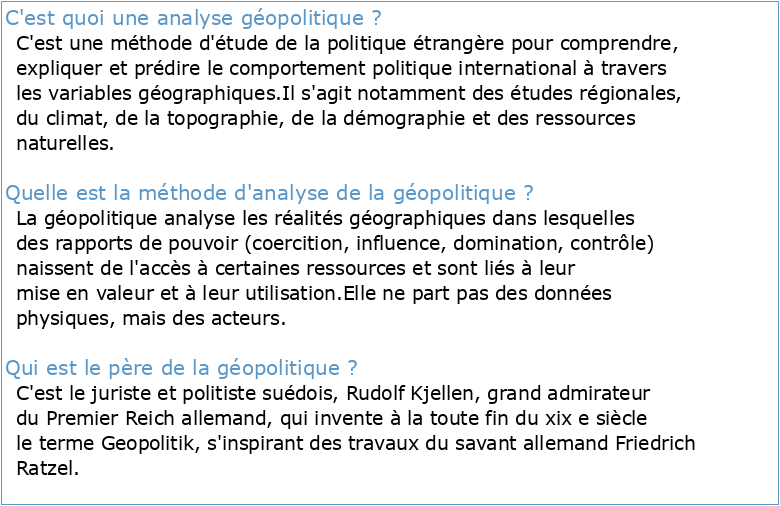 Introduction A L Analyse Geopolitique Histoire Ou