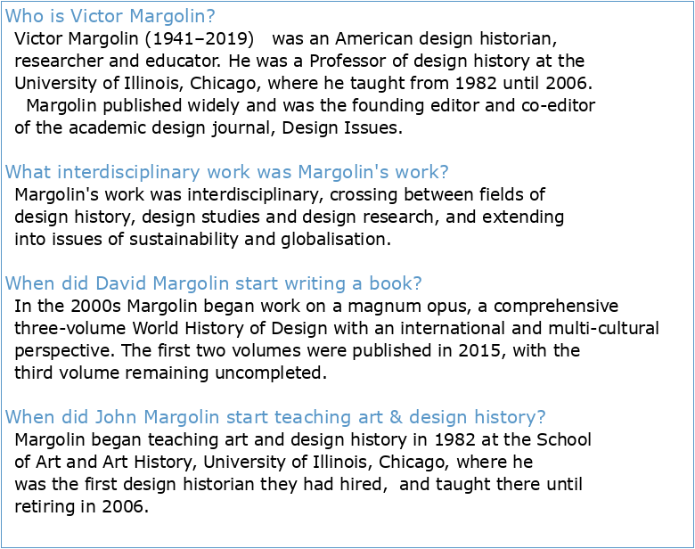 VICTOR MARGOLIN HISTOIRE MONDIALE DU DESIGN / INTRODUCTION