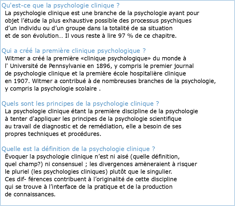 Psychologie clinique 1 Présentation