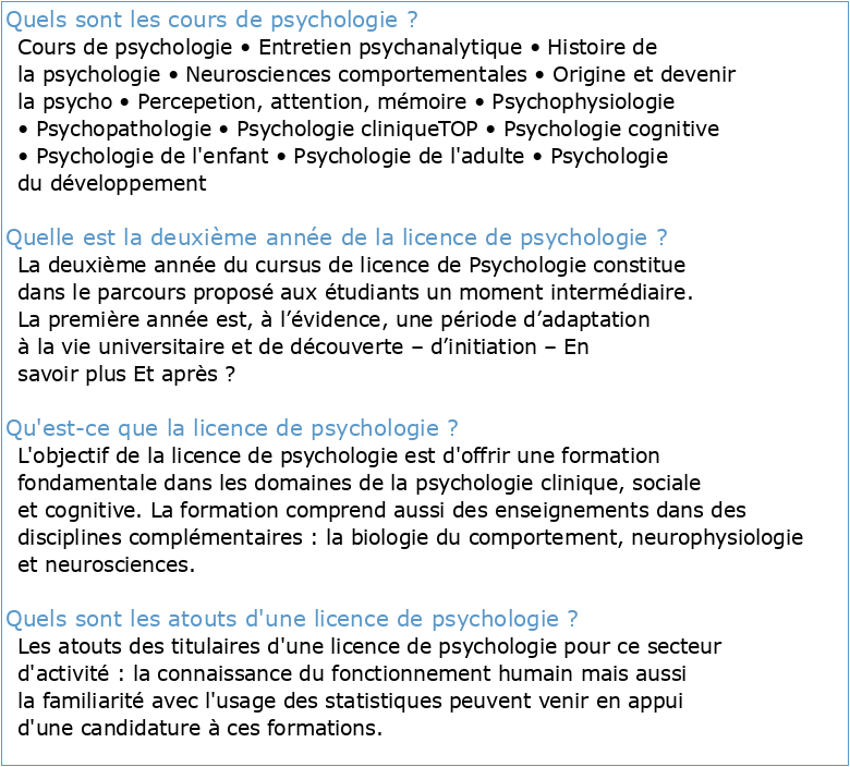 PSYCHOLOGIE – L1 UE Mineure « Sciences Humaines et Sociales »