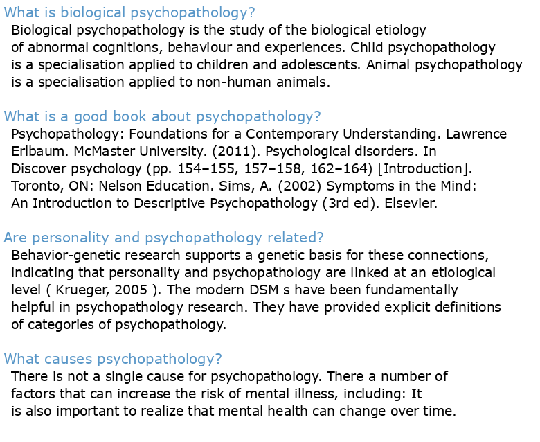 PSYCHOPATHOLOGIE I