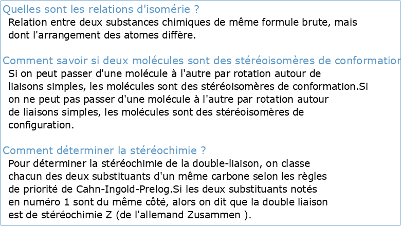 34 Chapitre 3 : relations d'isomérie entre les molécules organiques