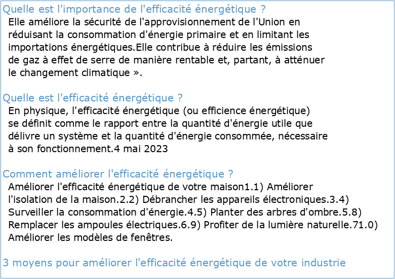 Efficacité énergétique avantages et réglementations