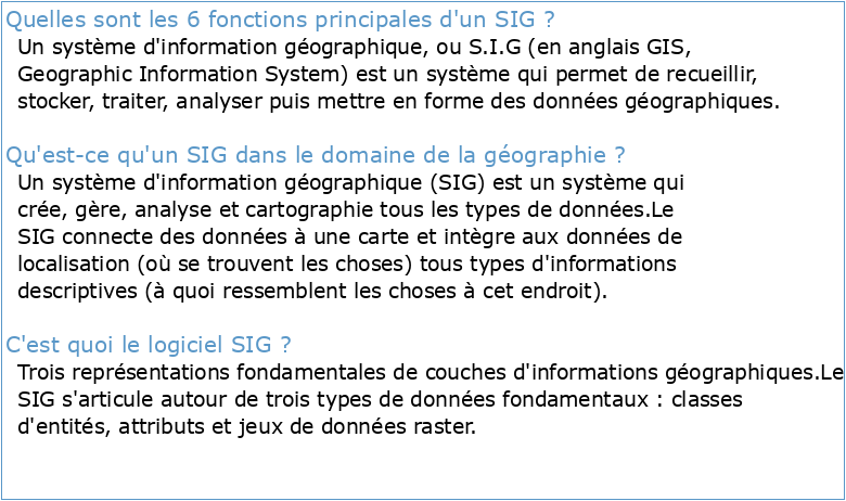 Chapitre VI Introduction aux systèmes d'information géographiques