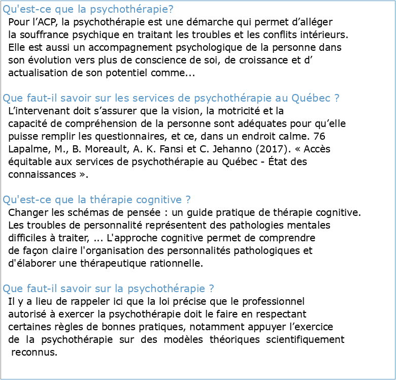Une critique de la définition de la psychothérapie au Québec