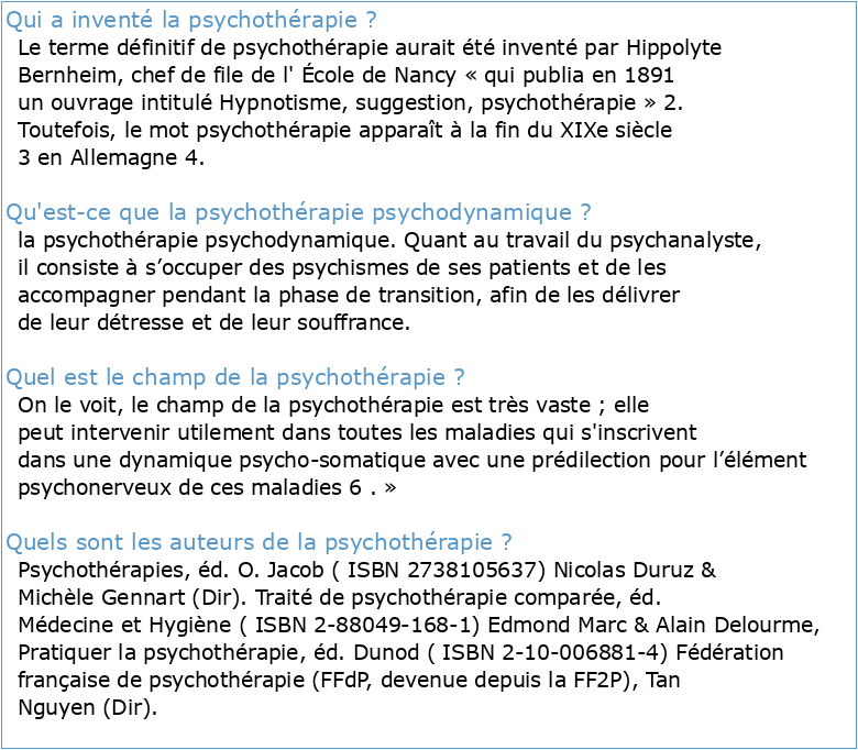 Psychologie et psychothérapie