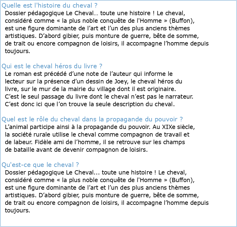 Dossier pédagogique Le Cheval toute une histoire