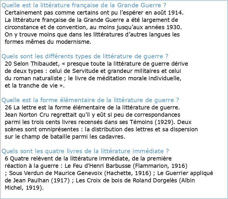 Littérature française moderne et contemporaine: histoire