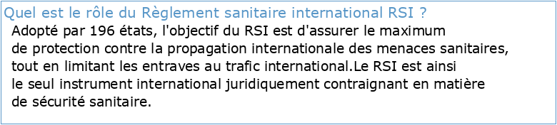 Renforcement du Règlement sanitaire international (2005) par un