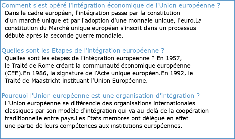 Quels modèles pour l'intégration dans l'Union européenne sous le