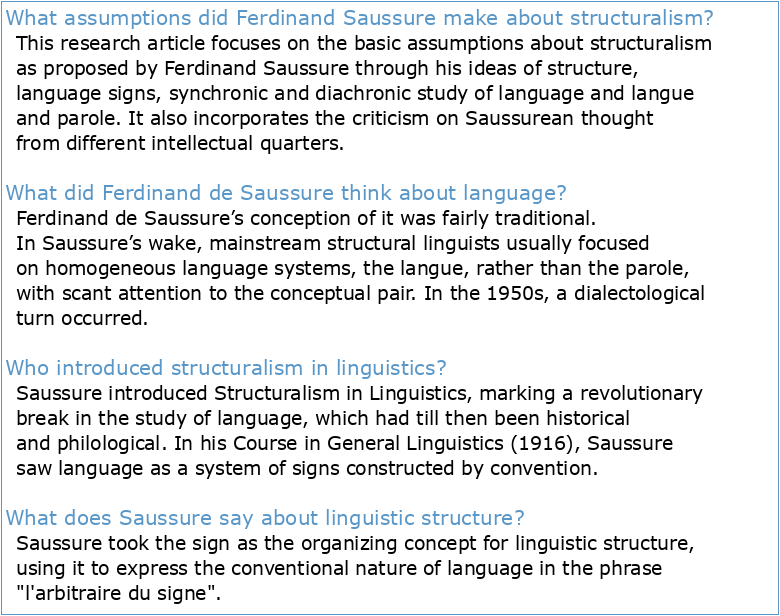 Ferdinand De Saussure and the Development of Structuralism