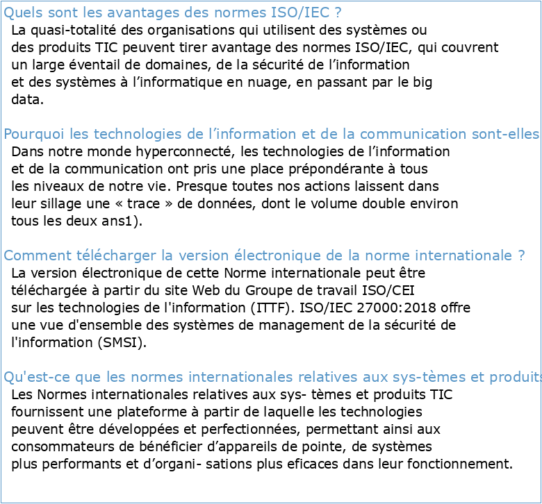 L’IEC l’ISO et les technologies de l’information et de la