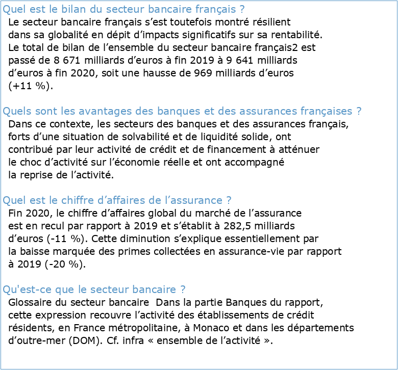 Les chiffres du marché français de la banque et de l’assurane