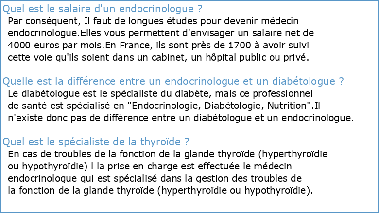 Recommandations de la Société Française d'Endocrinologie