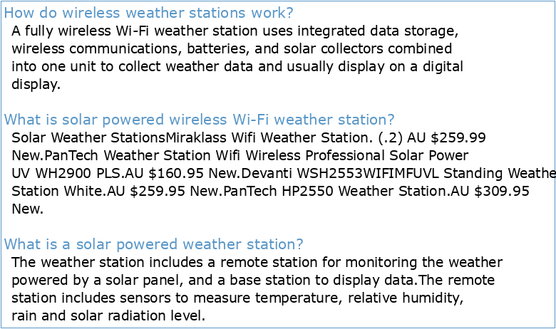 Solar Powered Wireless Wi-Fi Weather Station Operation Manual