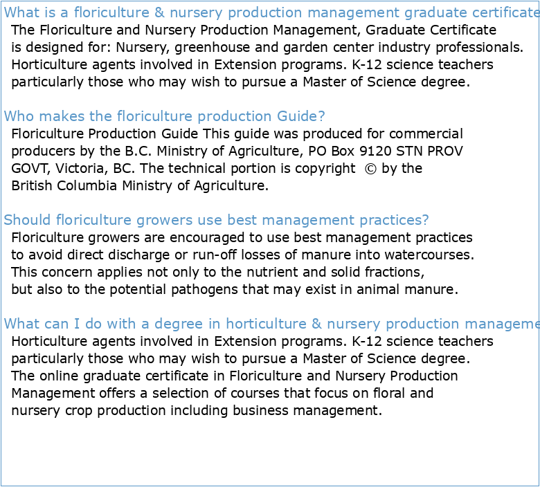 Floriculture Production and Management