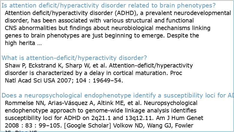 Neurobiologie du trouble déficit de l’attention/ hyperactivité