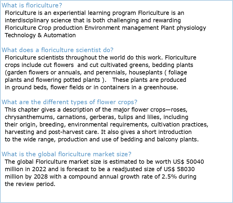 CLASSIFICATION OF FLORICULTURAL PLANTS