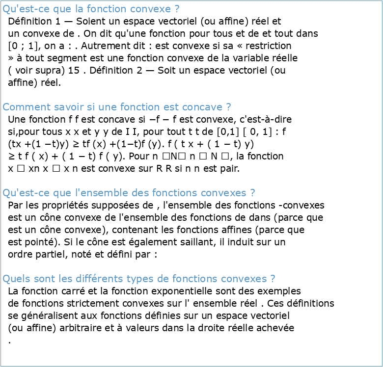 Fonctions convexes 1 Dimension 1