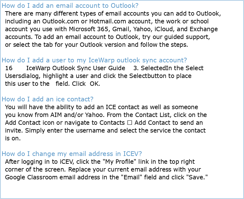 Adding ICES Email on Microsoft Outlook