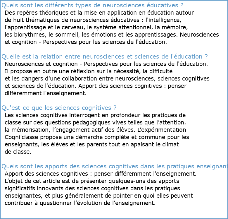 Formation neurosciences cognitives 19 novembre 2021 Académie