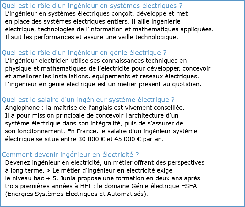 FI : Ingénierie des Systèmes Electriques et Systèmes