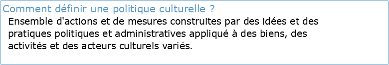 Université Paris Descartes Les politiques culturelles et le processus