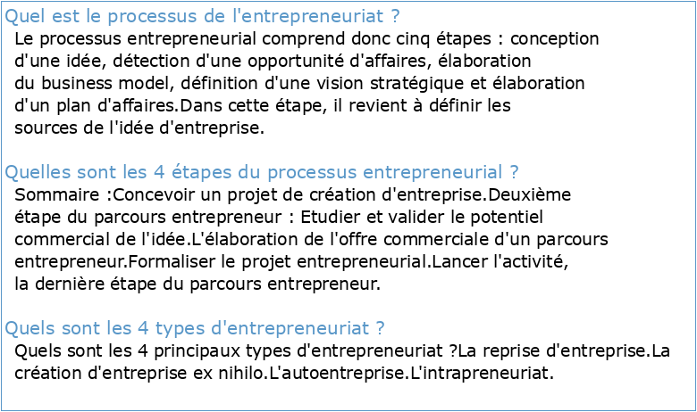 L'entrepreneuriat comme processus