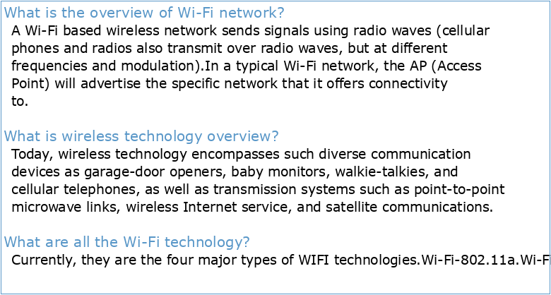 Overview of Wi-Fi Technology