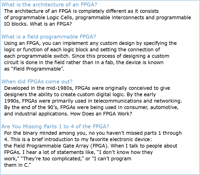 A Brief Introduction to FPGAs