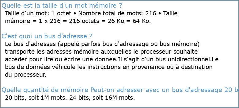 8 Memoire et bus
