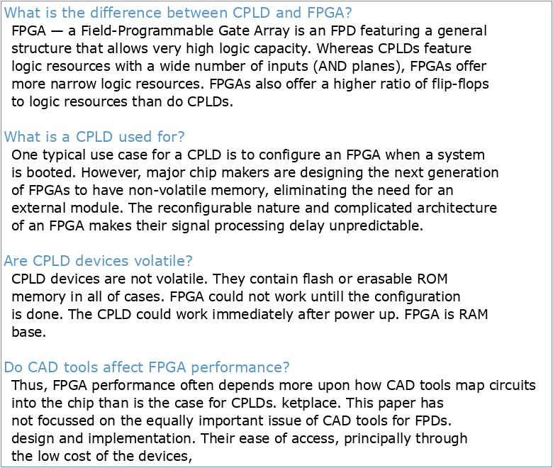 CPLD and FPGA Architectures